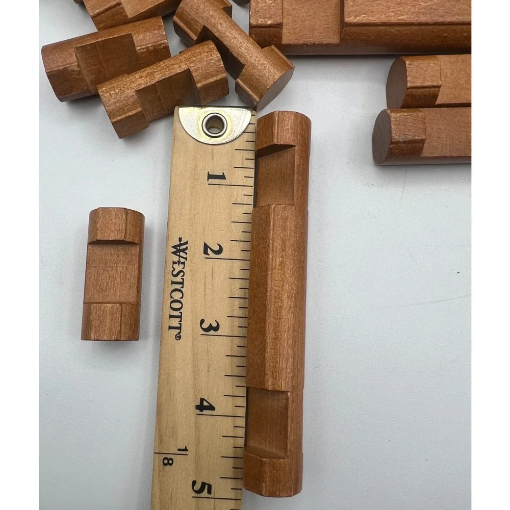 Vintage Lincoln Logs 77 Piece Lot Original Wooden Building Logs Parts + Flag